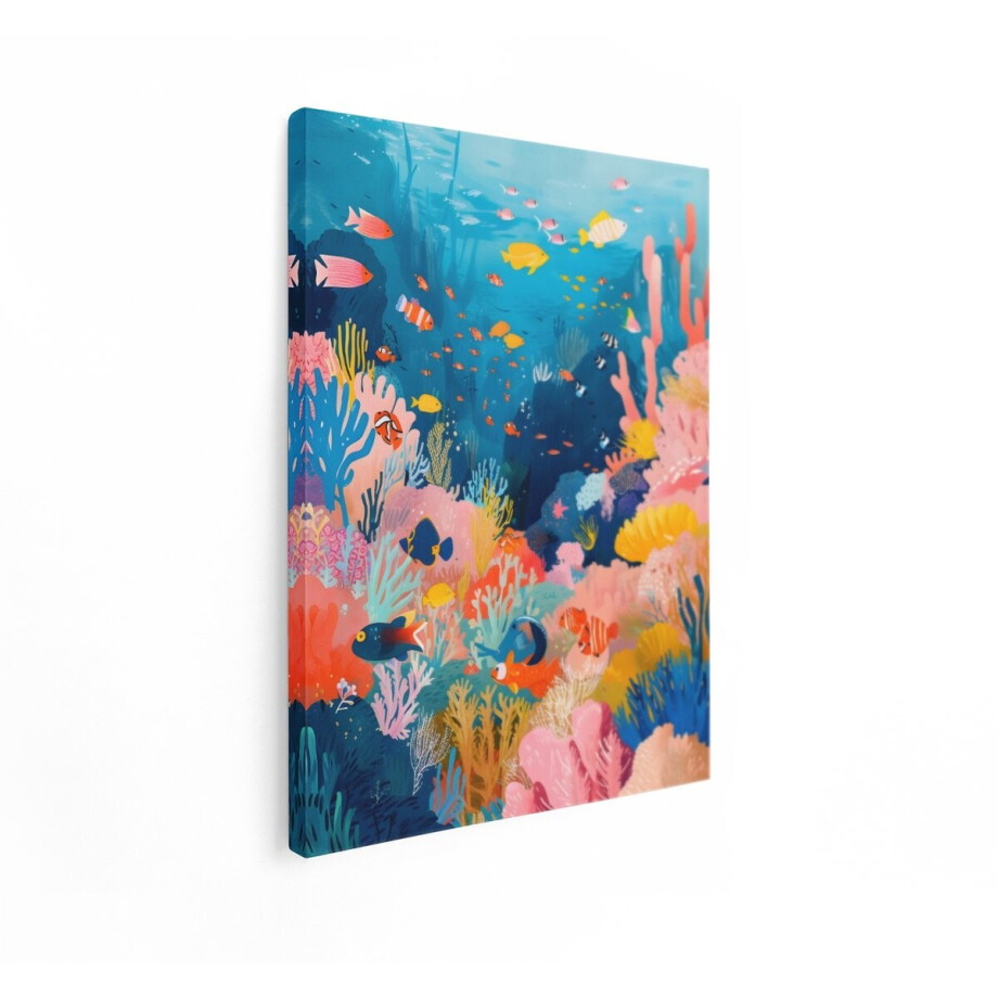 Artaza Canvas Schilderij Koraalrif - 30x40 cm - Wanddecoratie Zee - Muurdecoratie Kinderkamer - Decoratie Vissen Jongenskamer afbeelding 1
