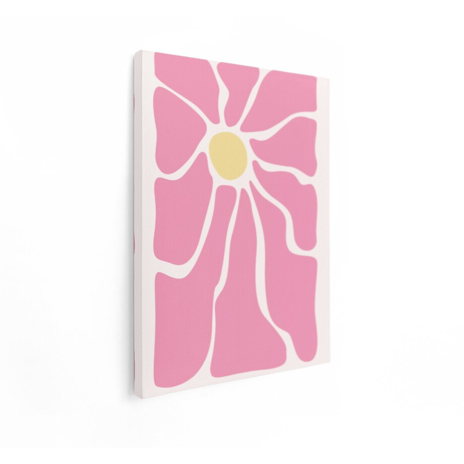 Artaza Canvas Schilderij Abstracte Bloem - 90x120 cm - Wanddecoratie Boho - Muurdecoratie Roze Bloem - Decoratie Retro Woonkamer afbeelding 1