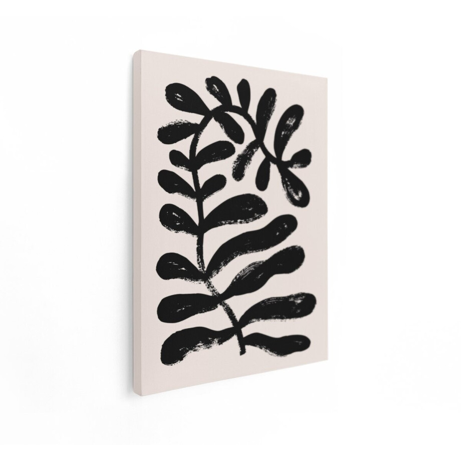 Artaza Canvas Schilderij Abstracte Plant - 30x40 cm - Wanddecoratie Minimalistisch - Muurdecoratie Boho - Decoratie Zwart Wit - Kamer Accessoires afbeelding 1