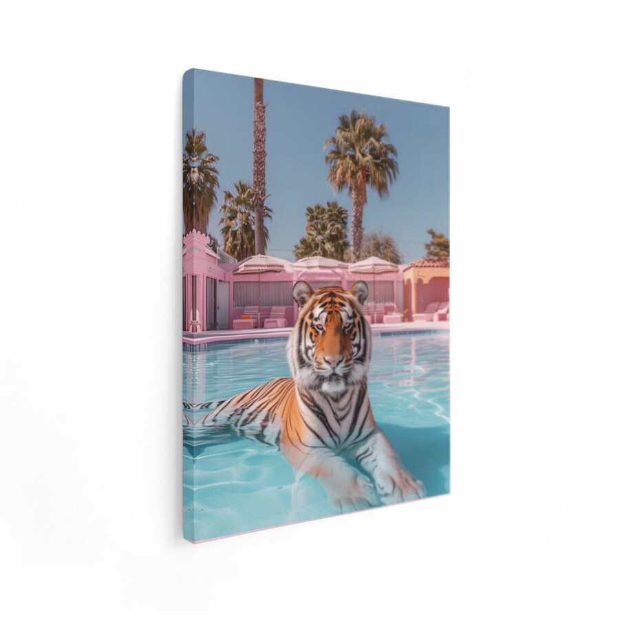 Artaza Canvas Schilderij Tijger In Zwembad - 30x40 cm - Wanddecoratie Dieren - Muurdecoratie Palmbomen - Schilderijen Op Canvas - Roze Artaza Canvas Schilderij Tijger In Zwembad - 30x40 cm - Wanddecoratie Dieren - Muurdecoratie Palmbomen - Schilderijen Op Canvas - Roze afbeelding 1