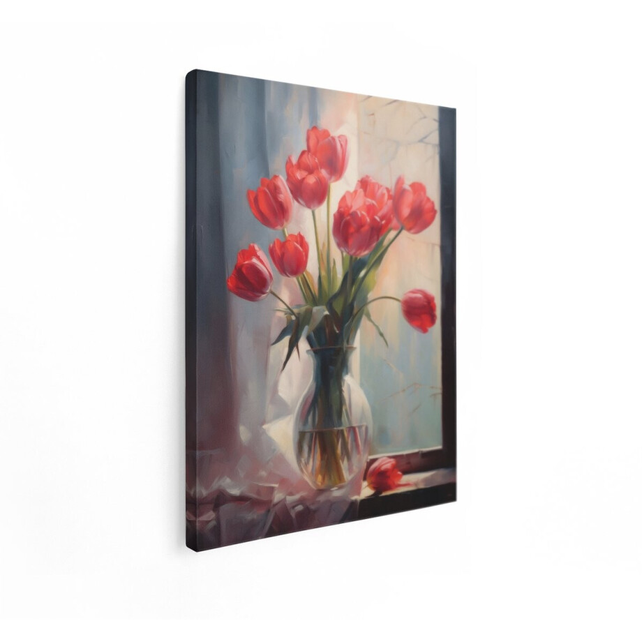 Artaza Canvas Schilderij Tulpen - 60x80 cm - Wanddecoratie Bloemen - Muurdecoratie Stilleven - Decoratie Woonkamer - Rood Artaza Canvas Schilderij Tulpen - 60x80 cm - Wanddecoratie Bloemen - Muurdecoratie Stilleven - Decoratie Woonkamer - Rood afbeelding 1