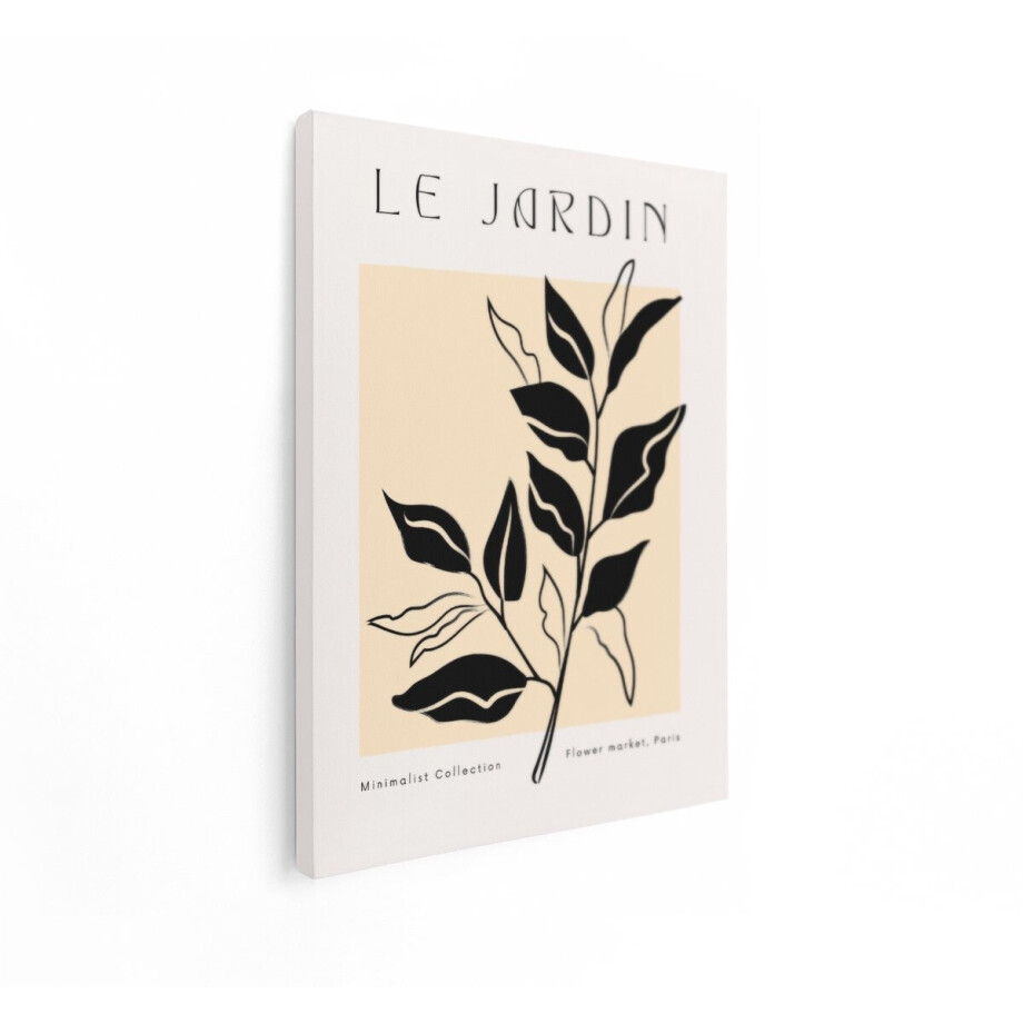 Artaza Canvas Schilderij Le Jardin Minimalistische Plantenprint met Botanische Illustratie - 60x80 cm - Wanddecoratie Woonkamer - Schilderijen - Muurdecoratie afbeelding 1