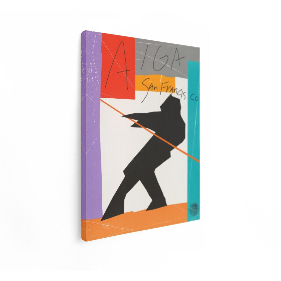 Artaza Canvas Schilderij Aiga San Francisco-Poster met Abstracte Figuur Die aan een Touw Trekt - 60x80 cm - Wanddecoratie Woonkamer - Schilderijen - Muurdecoratie afbeelding 1