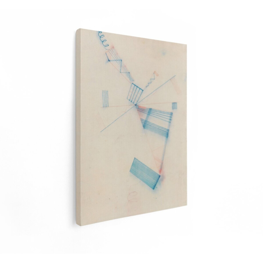 Artaza Canvas Schilderij Abstract - 90x120 cm - Wanddecoratie Geometrisch - Muurdecoratie Modern - Decoratie Blauw Rood afbeelding 1