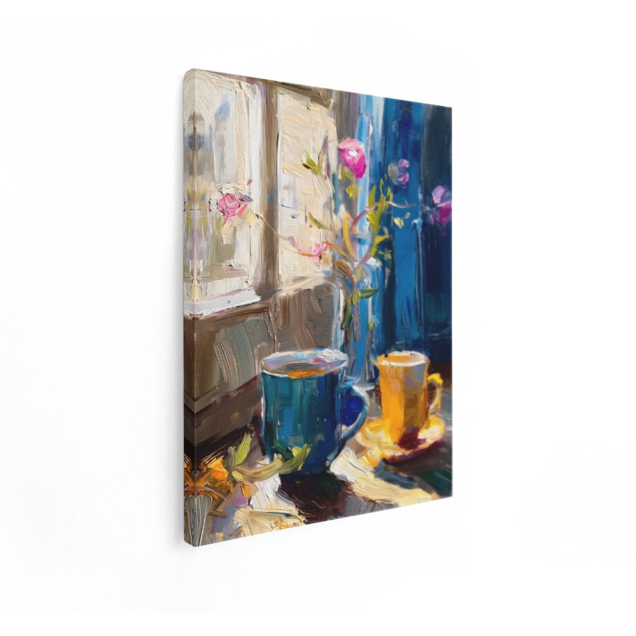 Artaza Canvas Schilderij Stilleven - 90x120 cm - Wanddecoratie Bloemen - Muurdecoratie Koffie - Decoratie Raam - Schilderijen Op Canvas Artaza Canvas Schilderij Stilleven - 90x120 cm - Wanddecoratie Bloemen - Muurdecoratie Koffie - Decoratie Raam - Schilderijen Op Canvas afbeelding 1