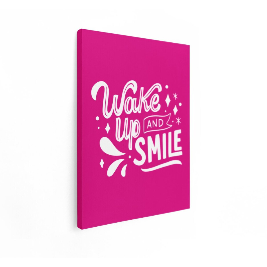 Artaza Canvas Schilderij Tekst Wake Up And Smile - 60x80 cm - Wanddecoratie Quote - Muurdecoratie Roze - Decoratie Slaapkamer Artaza Canvas Schilderij Tekst Wake Up And Smile - 60x80 cm - Wanddecoratie Quote - Muurdecoratie Roze - Decoratie Slaapkamer afbeelding 1