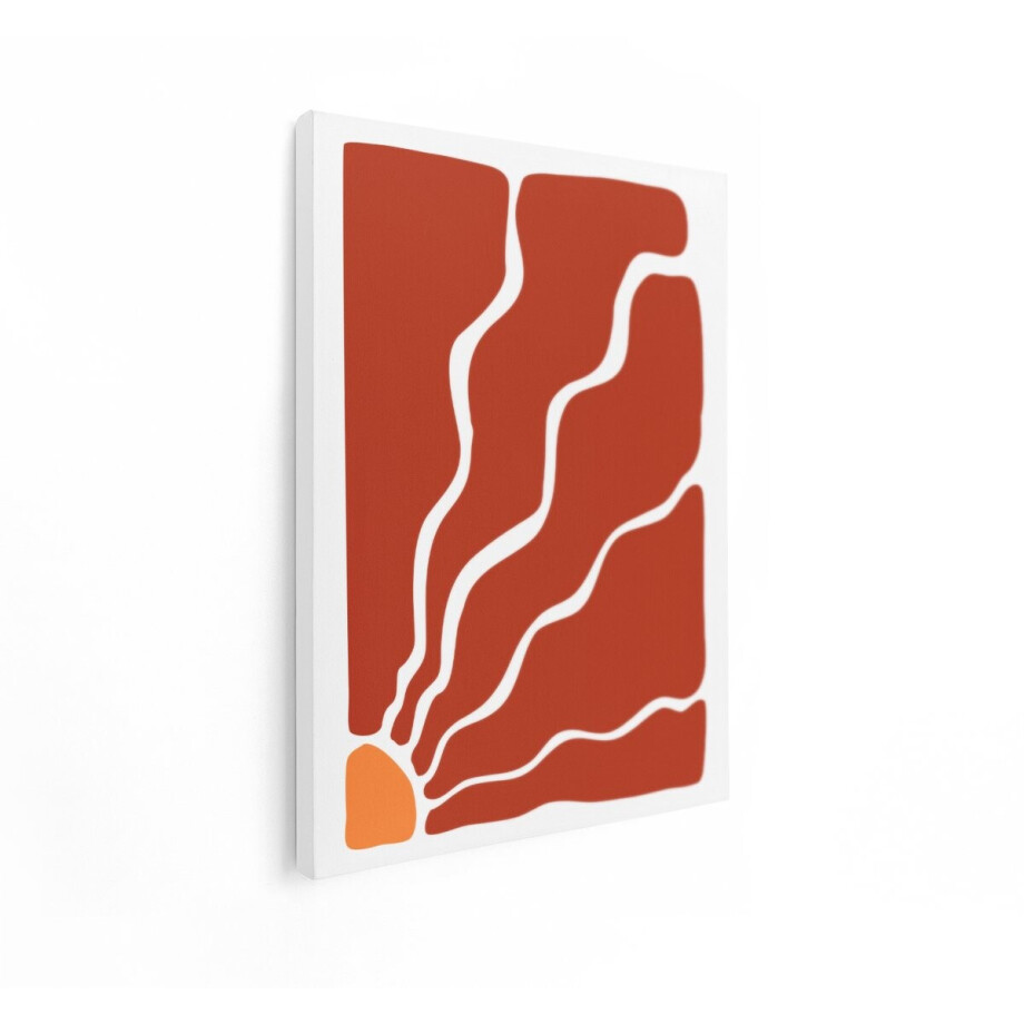 Artaza Canvas Schilderij Abstract Minimalistisch Ontwerp met Vloeiende Vormen en Warme Aardetinten - 60x80 cm - Wanddecoratie Woonkamer - Schilderijen - Muurdecoratie afbeelding 1