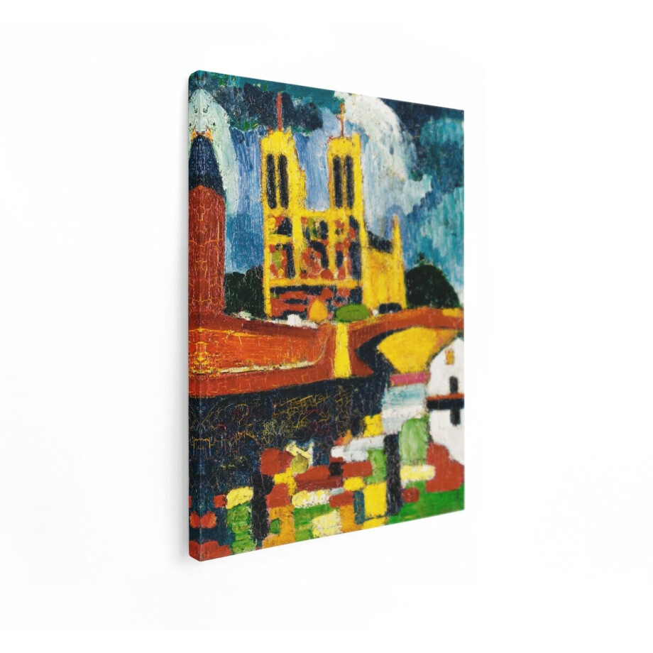 Artaza Canvas Schilderij Kleurrijke Schildering van de Notre Dame Kathedraal in Parijs met Levendige Kleuren - 90x120 cm - Groot - Wanddecoratie Woonkamer - Schilderijen - Muurdecoratie afbeelding 1