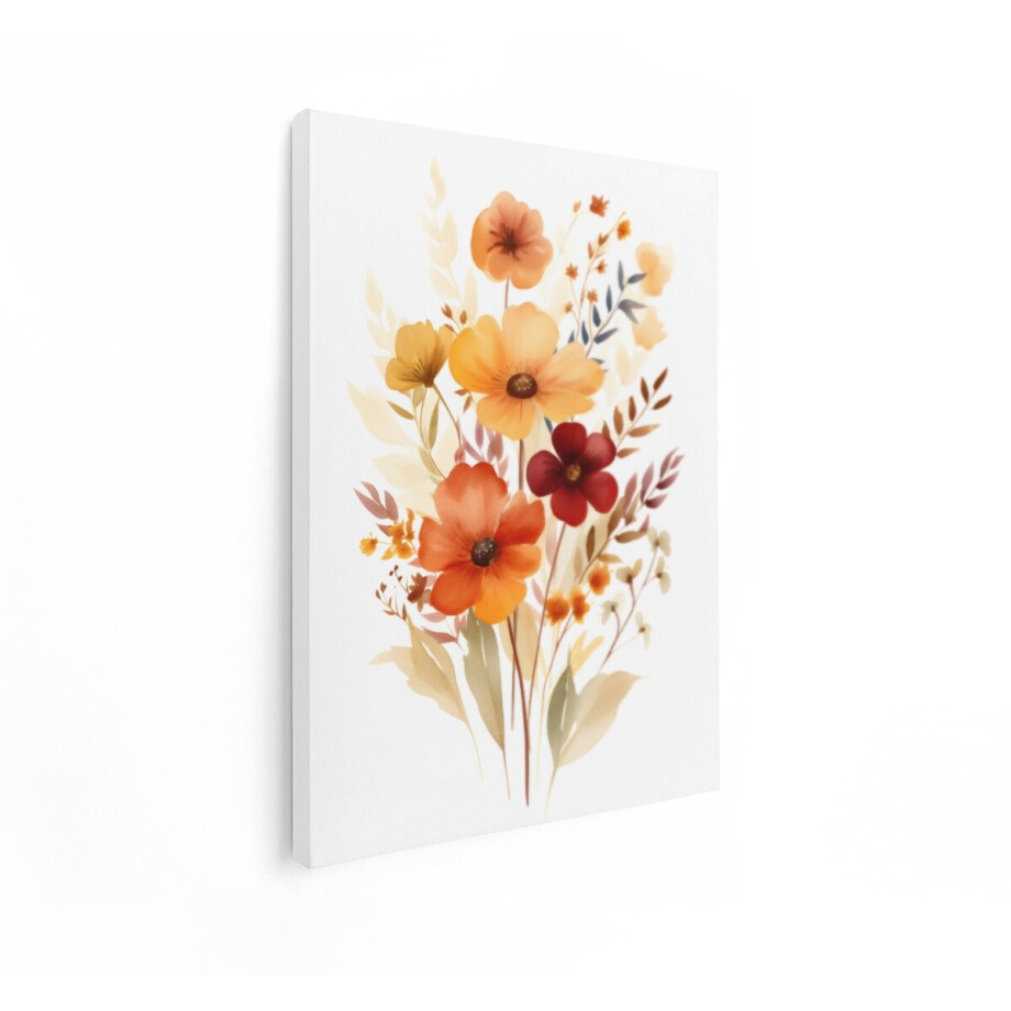 Artaza Canvas Schilderij Bloemen - 90x120 cm - Wanddecoratie Aquarel Boeket - Muurdecoratie Herfst - Decoratie Woonkamer Boho afbeelding 1