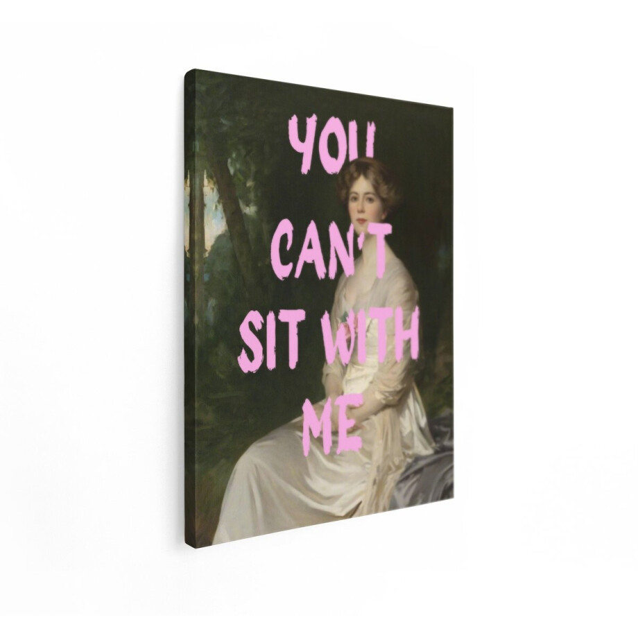 Artaza Canvas Schilderij Vrouw in Klassiek Schilderij met Tekst 'You Can'T Sit With Me' - 30x40 cm - Klein - Wanddecoratie Woonkamer - Schilderijen - Muurdecoratie Artaza Canvas Schilderij Vrouw in Klassiek Schilderij met Tekst 'You Can'T Sit With Me' - 30x40 cm - Klein - Wanddecoratie Woonkamer - Schilderijen - Muurdecoratie afbeelding 1