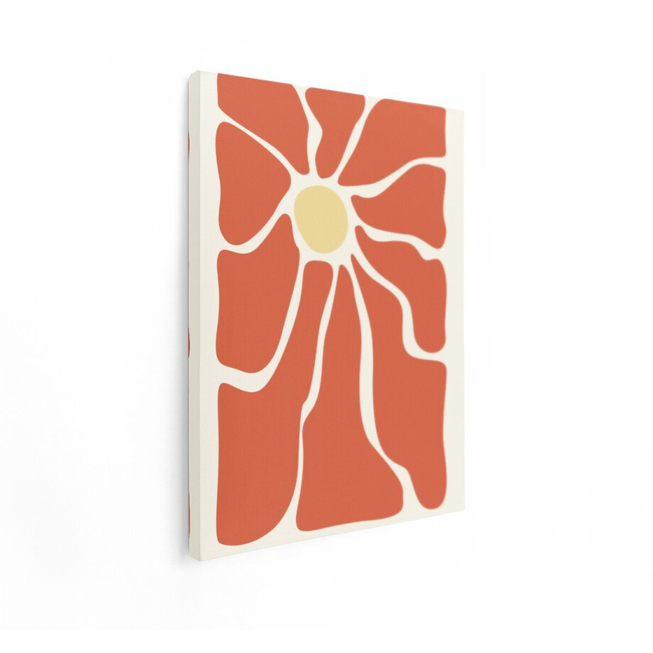 Artaza Canvas Schilderij Boho Bloem - 30x40 cm - Wanddecoratie Abstract - Muurdecoratie Woonkamer - Schilderijen Op Canvas - Oranje afbeelding 1