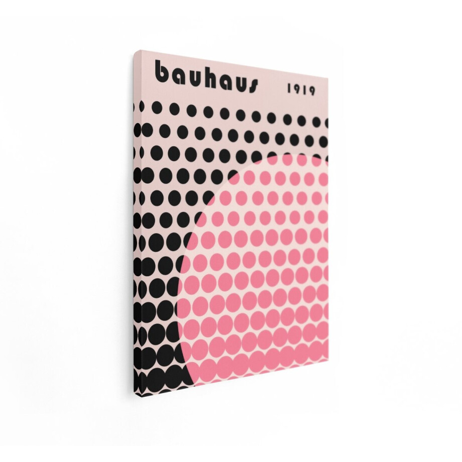 Artaza Canvas Schilderij Bauhaus 1919 - 60x80 cm - Wanddecoratie Abstract - Muurdecoratie Geometrisch - Decoratie Roze Zwart afbeelding 1