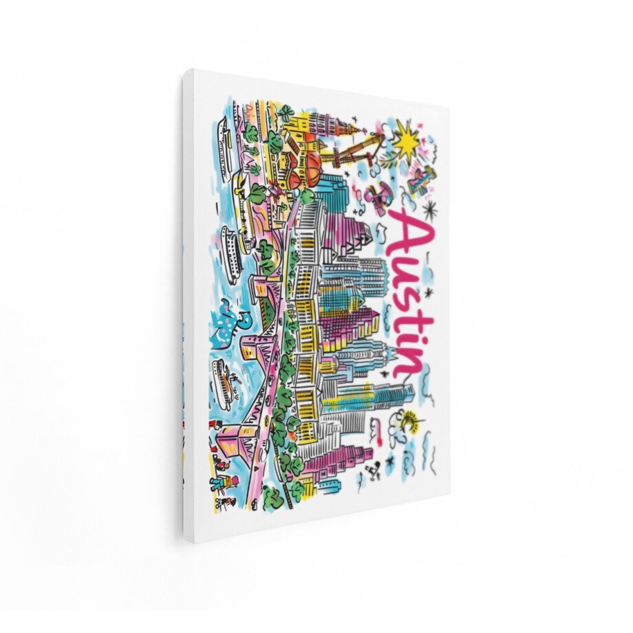 Artaza Canvas Schilderij Skyline Austin - 90x120 cm - Wanddecoratie Kleurrijk - Muurdecoratie Pop Art Stad - Decoratie Woonkamer Artaza Canvas Schilderij Skyline Austin - 90x120 cm - Wanddecoratie Kleurrijk - Muurdecoratie Pop Art Stad - Decoratie Woonkamer afbeelding 1
