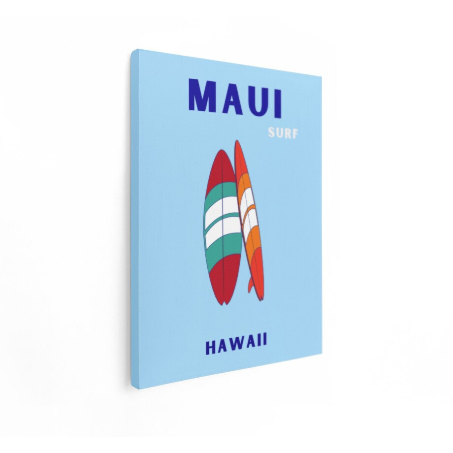 Artaza Canvas Schilderij Maui Surf Hawaii: twee Surfplanken op een Lichte Blauwe Achtergrond - 60x80 cm - Wanddecoratie Woonkamer - Schilderijen - Muurdecoratie afbeelding 1