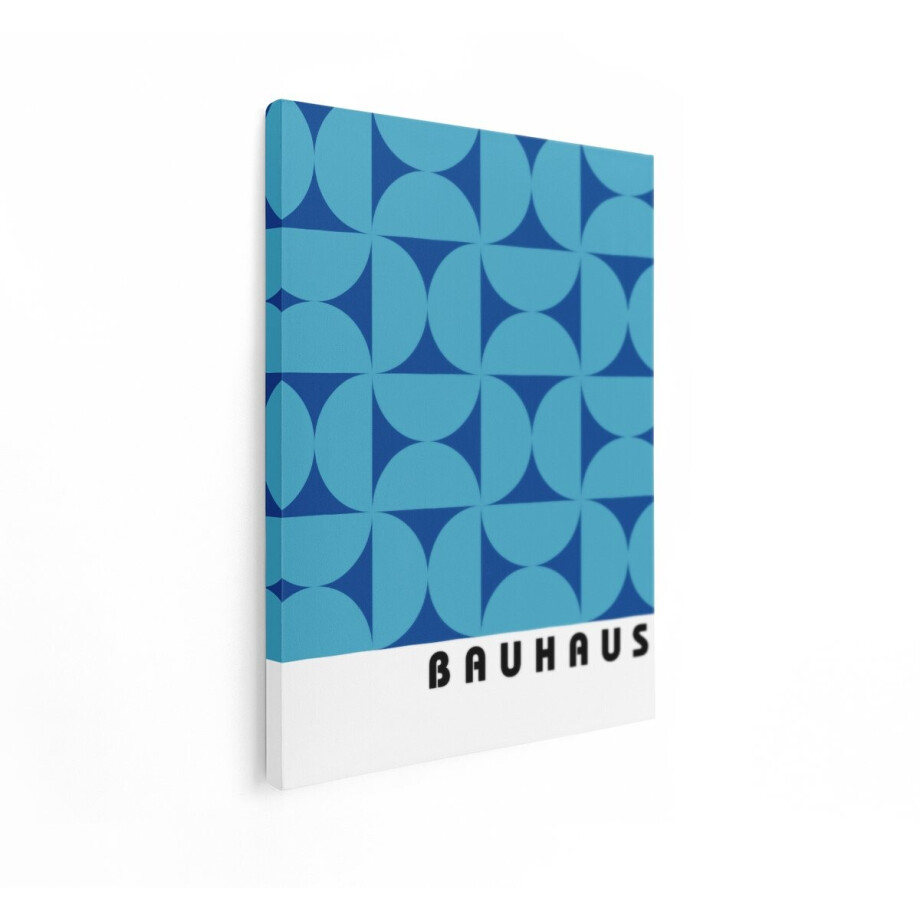Artaza Canvas Schilderij Bauhaus Design met Geometrische Cirkels en Vierkanten in Blauwtinten - 90x120 cm - Groot - Wanddecoratie Woonkamer - Schilderijen - Muurdecoratie afbeelding 1