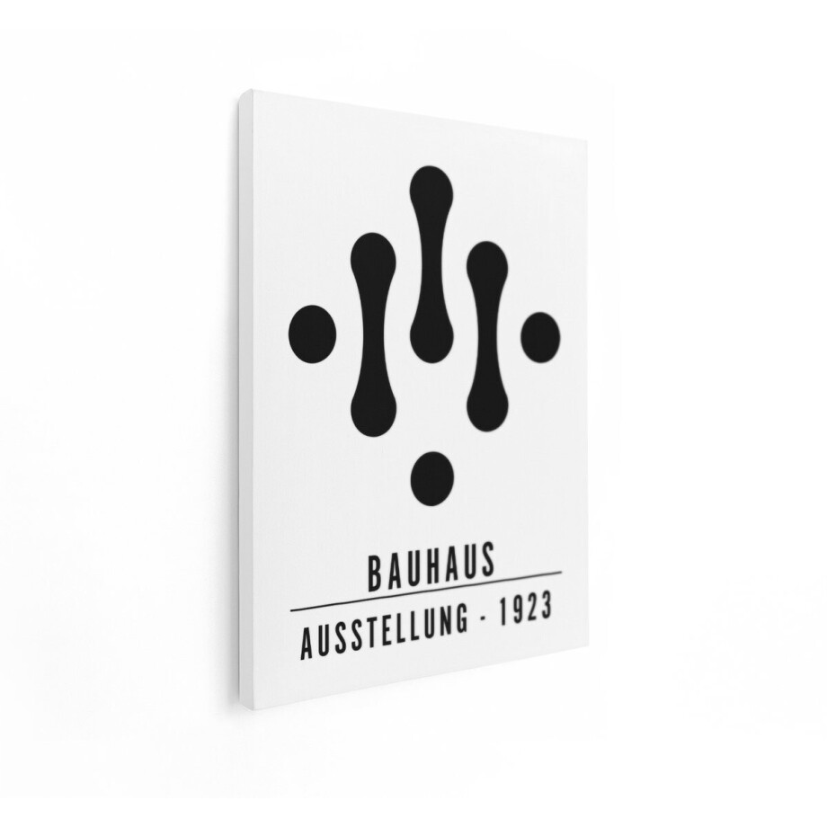 Artaza Canvas Schilderij Bauhaus Ausstellung 1923 Logo met Abstracte Vormen en Tekst - 30x40 cm - Klein - Wanddecoratie Woonkamer - Schilderijen - Muurdecoratie afbeelding 1