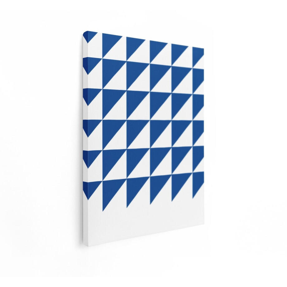 Artaza Canvas Schilderij Abstract Geometrisch Patroon met Blauwe en Witte Driehoeken Die Vierkanten Vormen - 30x40 cm - Klein - Wanddecoratie Woonkamer - Schilderijen - Muurdecoratie afbeelding 1