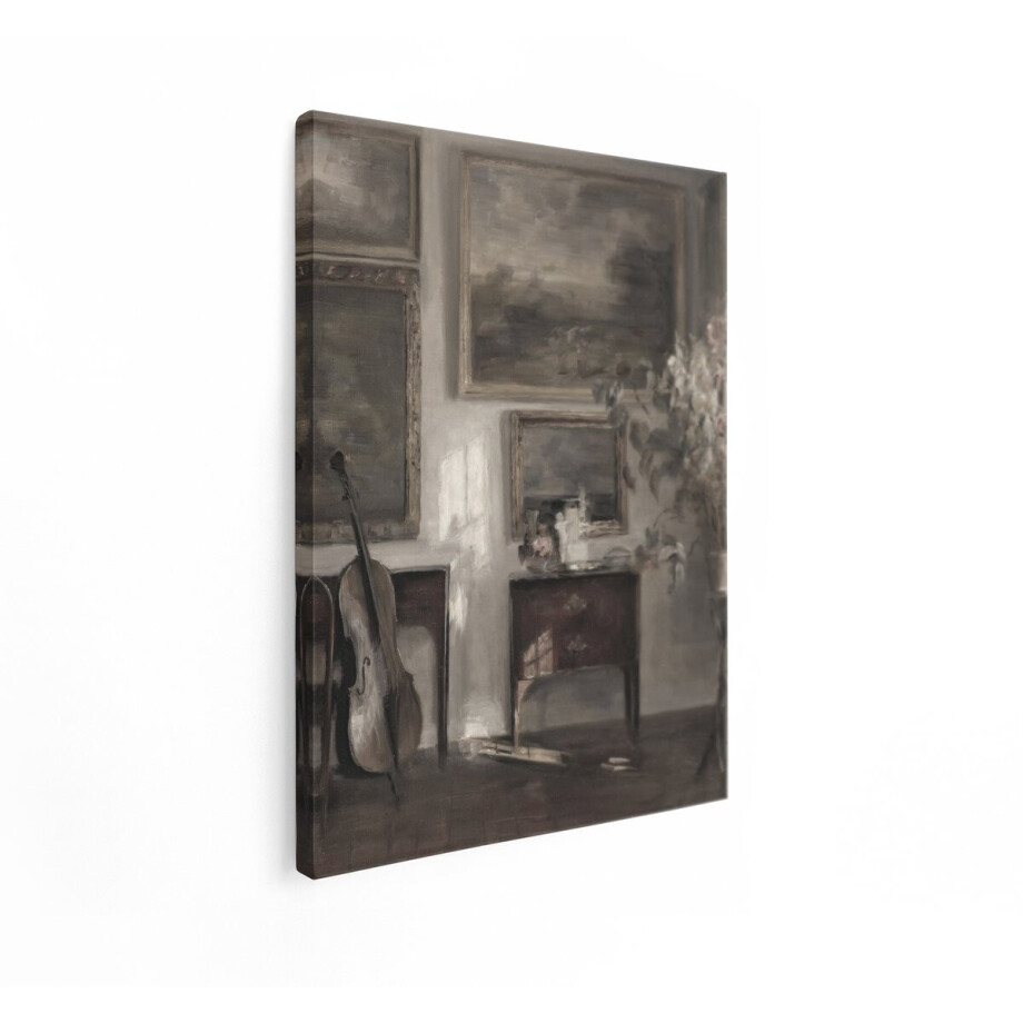 Artaza Canvas Schilderij Stilleven - 60x80 cm - Wanddecoratie Cello - Muurdecoratie Vintage - Schilderijen Op Canvas Klassiek afbeelding 1