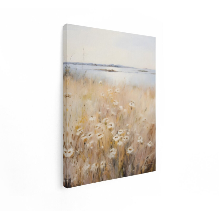 Artaza Canvas Schilderij Bloemenveld - 90x120 cm - Wanddecoratie Wilde Bloemen - Muurdecoratie Landelijk - Decoratie Natuur Landschap afbeelding 1