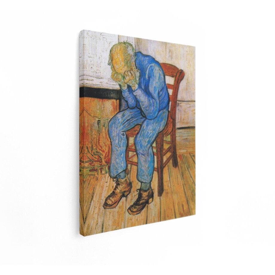 Artaza Canvas Schilderij Van Gogh - 60x80 cm - Wanddecoratie Oude Meesters - Muurdecoratie Treurende Man - Decoratie Portret afbeelding 1
