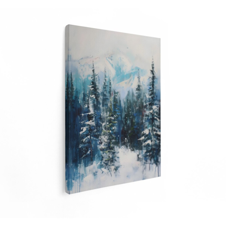 Artaza Canvas Schilderij Abstract Winterlandschap - 90x120 cm - Wanddecoratie Besneeuwde Dennenbomen - Muurdecoratie Bergen - Decoratie Bos Artaza Canvas Schilderij Abstract Winterlandschap - 90x120 cm - Wanddecoratie Besneeuwde Dennenbomen - Muurdecoratie Bergen - Decoratie Bos afbeelding 1