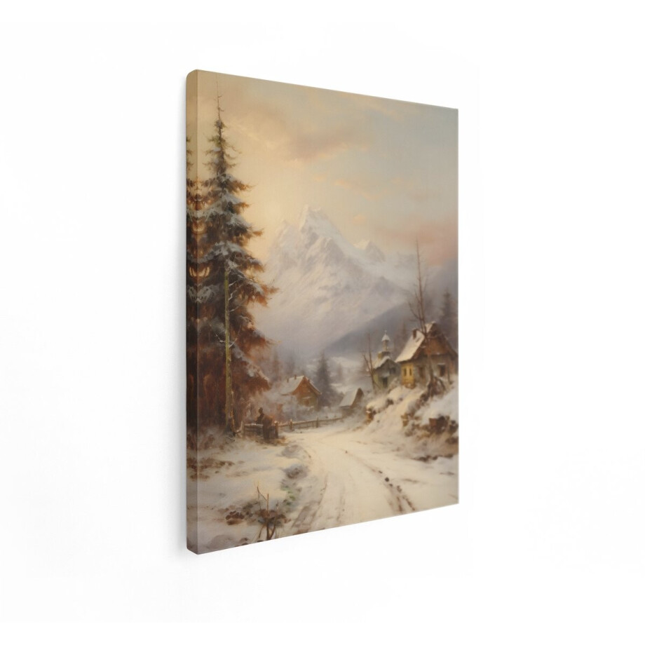 Artaza Canvas Schilderij Winterlandschap - 60x80 cm - Wanddecoratie Besneeuwde Bergen - Muurdecoratie Bergdorp - Decoratie Natuur Artaza Canvas Schilderij Winterlandschap - 60x80 cm - Wanddecoratie Besneeuwde Bergen - Muurdecoratie Bergdorp - Decoratie Natuur afbeelding 1