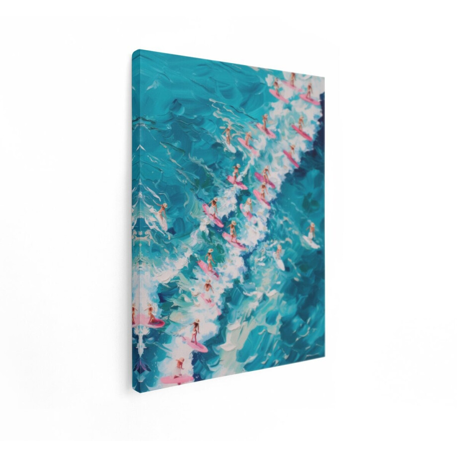Artaza Canvas Schilderij Surfers - 90x120 cm - Wanddecoratie Zee - Muurdecoratie Strand - Decoratie Roze Surfplanken - Schilderijen Op Canvas Artaza Canvas Schilderij Surfers - 90x120 cm - Wanddecoratie Zee - Muurdecoratie Strand - Decoratie Roze Surfplanken - Schilderijen Op Canvas afbeelding 1
