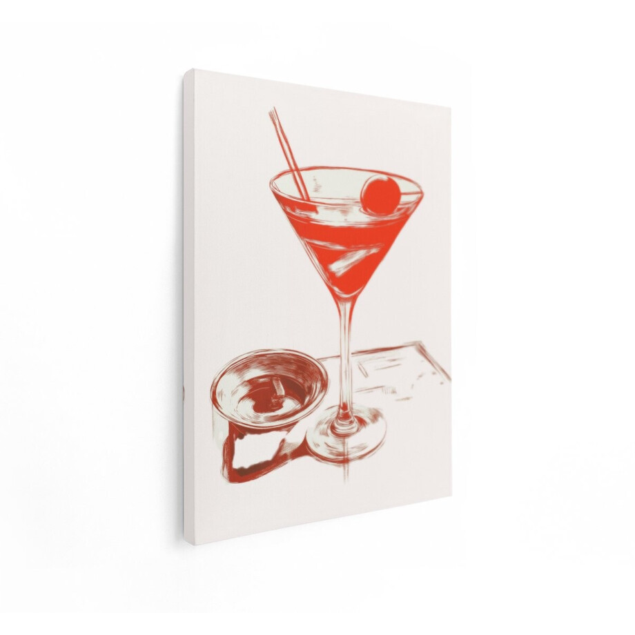 Artaza Canvas Schilderij Martini - 30x40 cm - Wanddecoratie Bar - Muurdecoratie Vintage Cocktail - Kamer Accessoires Retro afbeelding 1