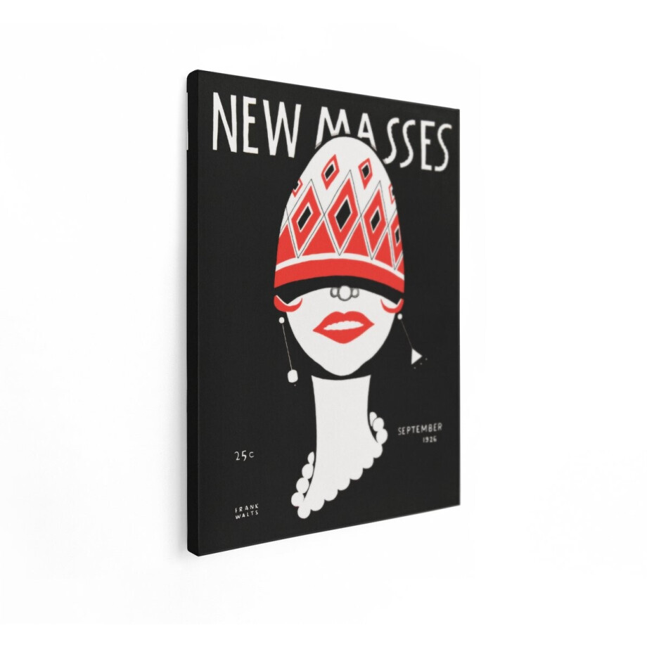 Artaza Canvas Schilderij Omslag van New Masses Magazine - September 1926 - door Frank Walts - 60x80 cm - Wanddecoratie Woonkamer - Schilderijen - Muurdecoratie afbeelding 1