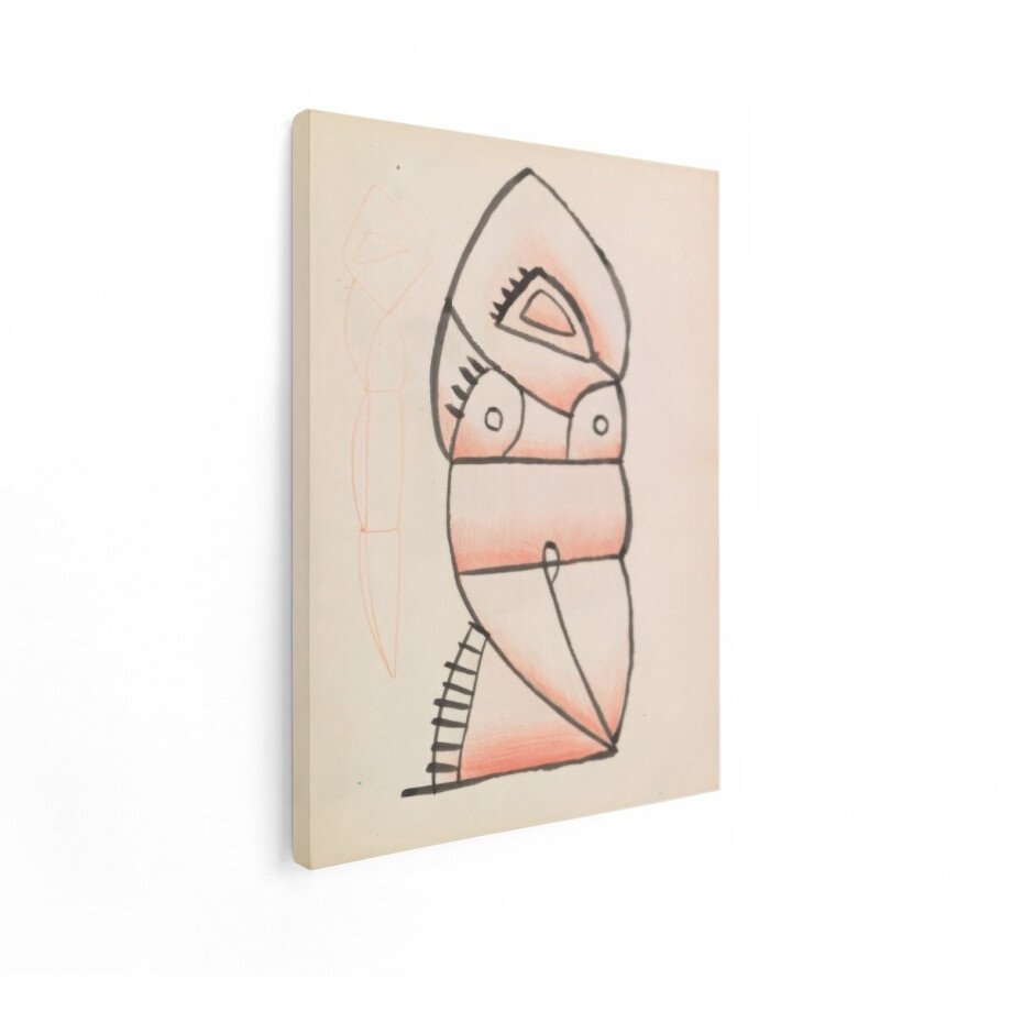 Artaza Canvas Schilderij Abstracte Figuur met Rode Tinten en Zwarte Lijnen - Moderne Kunststijl - 30x40 cm - Klein - Wanddecoratie Woonkamer - Schilderijen - Muurdecoratie afbeelding 1