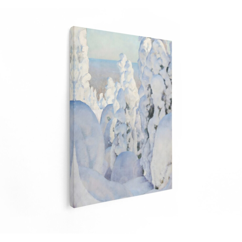 Artaza Canvas Schilderij Winterlandschap - 90x120 cm - Wanddecoratie Natuur - Muurdecoratie Besneeuwde Bomen - Schilderijen Op Canvas afbeelding 1