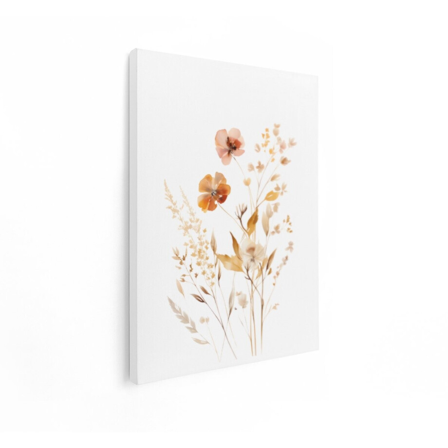Artaza Canvas Schilderij Veldbloemen - 30x40 cm - Boho Wanddecoratie Aquarel - Muurdecoratie Bohemian - Schilderijen Op Canvas Herfst afbeelding 1
