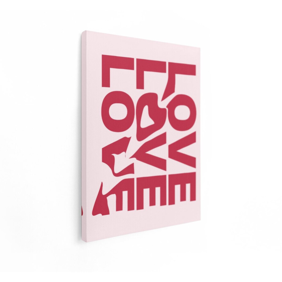 Artaza Canvas Schilderij Love - 60x80 cm - Wanddecoratie Abstract - Muurdecoratie Modern - Decoratie Met Tekst - Roze afbeelding 1