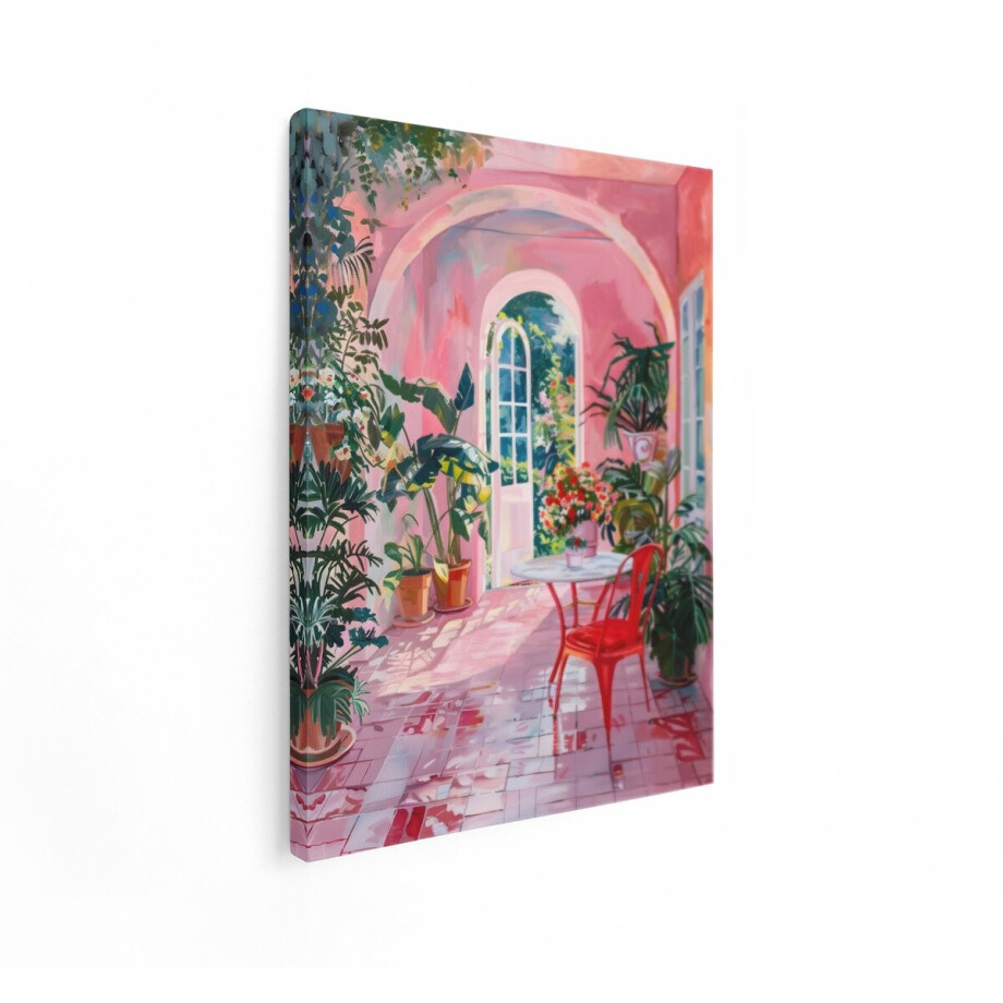 Artaza Canvas Schilderij Bloemen - 30x40 cm - Wanddecoratie Boho Terras - Muurdecoratie Roze - Schilderijen Op Canvas Kleurrijk afbeelding 1