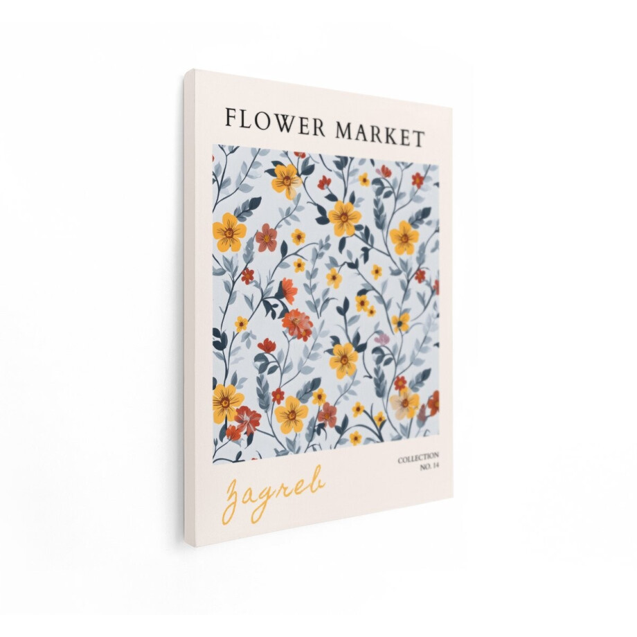 Artaza Canvas Schilderij Bloemenmarkt Zagreb - 30x40 cm - Wanddecoratie Boho Bloemen - Muurdecoratie Vintage - Schilderijen Op Canvas afbeelding 1