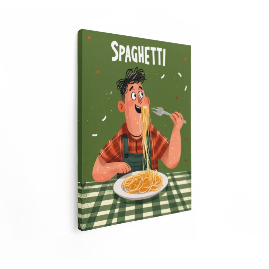 Artaza Canvas Schilderij Spaghetti - 60x80 cm - Wanddecoratie Keuken - Muurdecoratie Pasta - Decoratie Italiaans Eten afbeelding 1