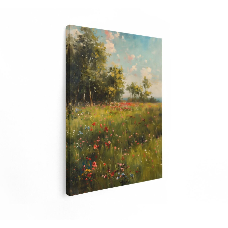 Artaza Canvas Schilderij Bloemen Landschap - 30x40 cm - Wanddecoratie Natuur - Muurdecoratie Bos - Decoratie Boom - Kamer Accessoires afbeelding 1