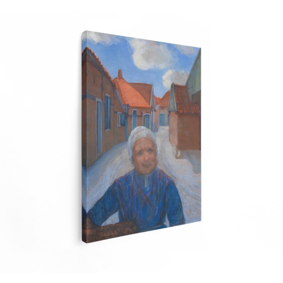 Artaza Canvas Schilderij Portret Mondriaan - 30x40 cm - Wanddecoratie Nederlandse Vrouw - Muurdecoratie Dorpsgezicht - Kamer Accessoires afbeelding 1