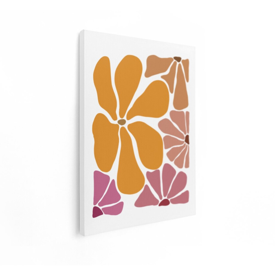 Artaza Canvas Schilderij Abstracte Bloemen - 90x120 cm - Wanddecoratie Boho - Muurdecoratie Woonkamer - Decoratie Aardetinten - Oker afbeelding 1