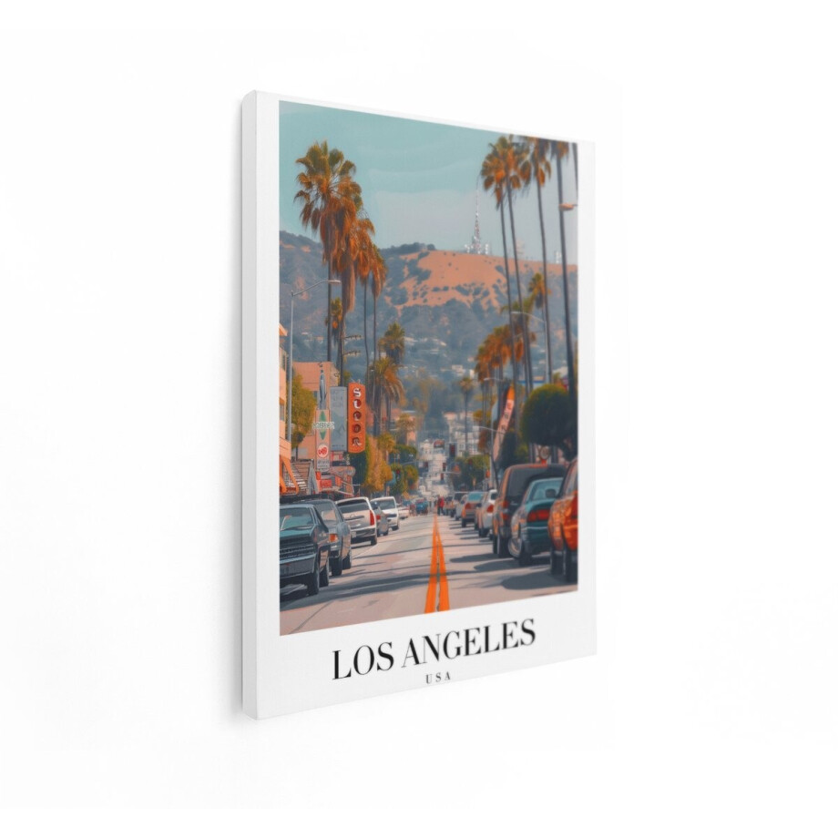 Artaza Canvas Schilderij Los Angeles - 90x120 cm - Wanddecoratie Hollywood - Muurdecoratie Skyline - Decoratie Palmbomen Amerika afbeelding 1