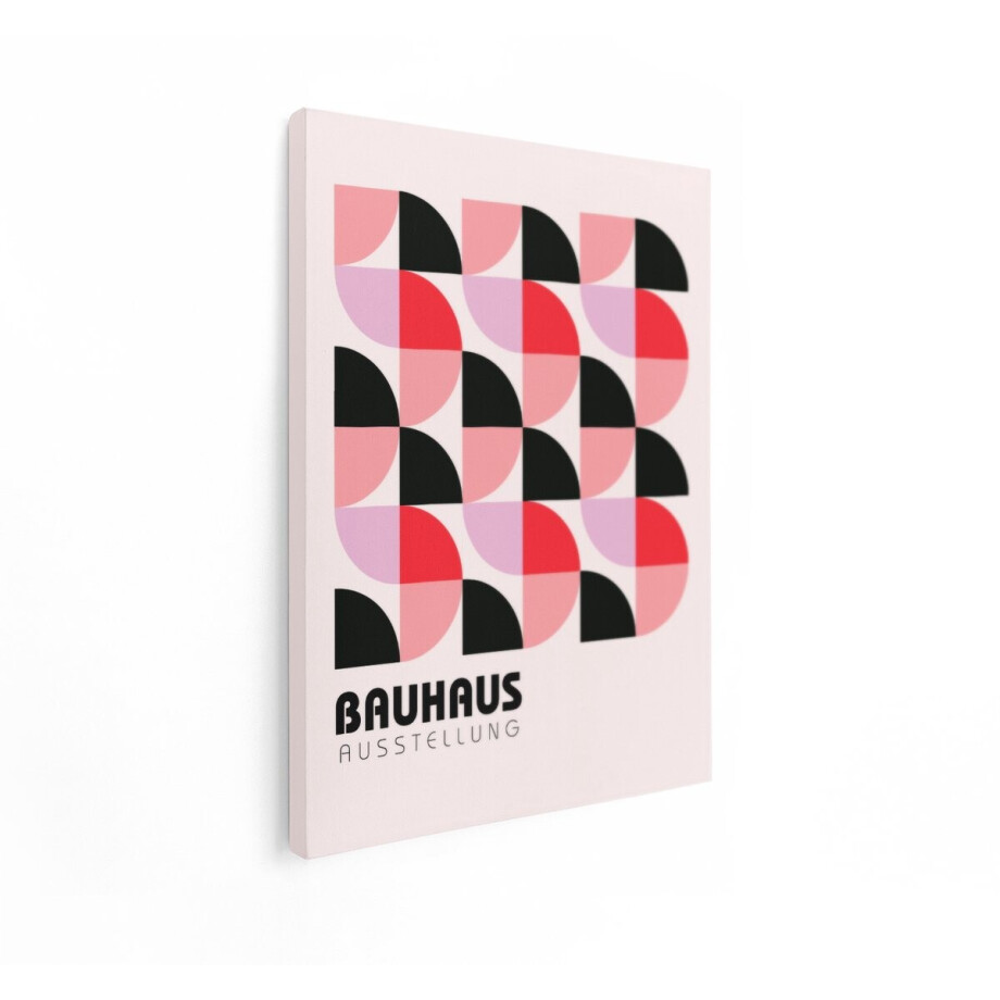 Artaza Canvas Schilderij Bauhaus Ausstellung Poster met Geometrische Vormen en Pastelkleuren - 60x80 cm - Wanddecoratie Woonkamer - Schilderijen - Muurdecoratie afbeelding 1