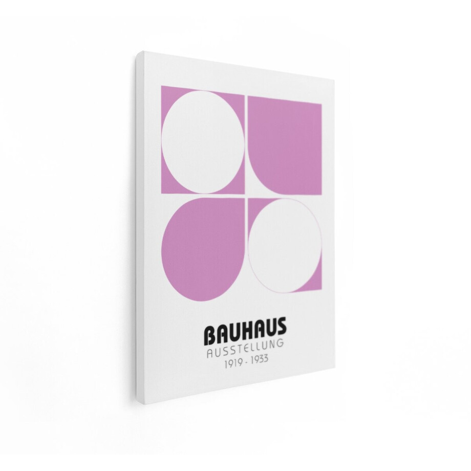Artaza Canvas Schilderij Abstract Bauhaus - 30x40 cm - Wanddecoratie Geometrisch - Muurdecoratie Minimalistisch - Schilderijen Op Canvas - Roze afbeelding 1