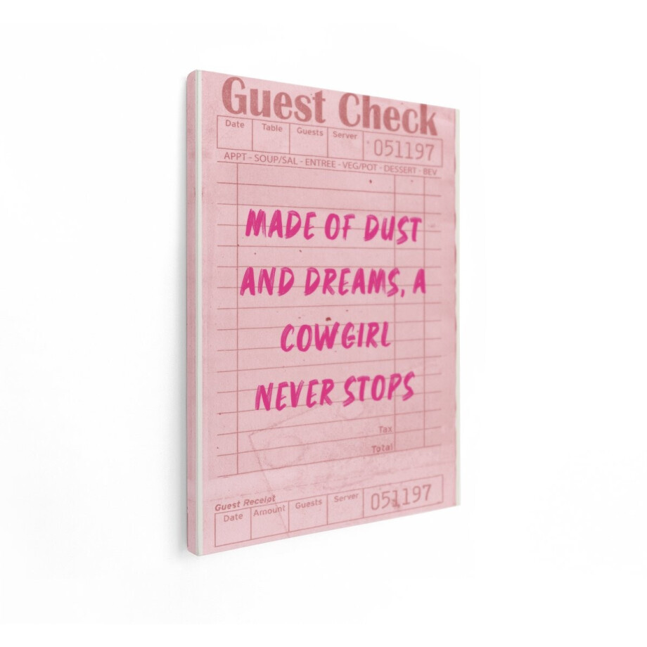Artaza Canvas Schilderij Gastbon met Inspirerende Tekst over een Cowgirl - 30x40 cm - Klein - Wanddecoratie Woonkamer - Schilderijen - Muurdecoratie afbeelding 1