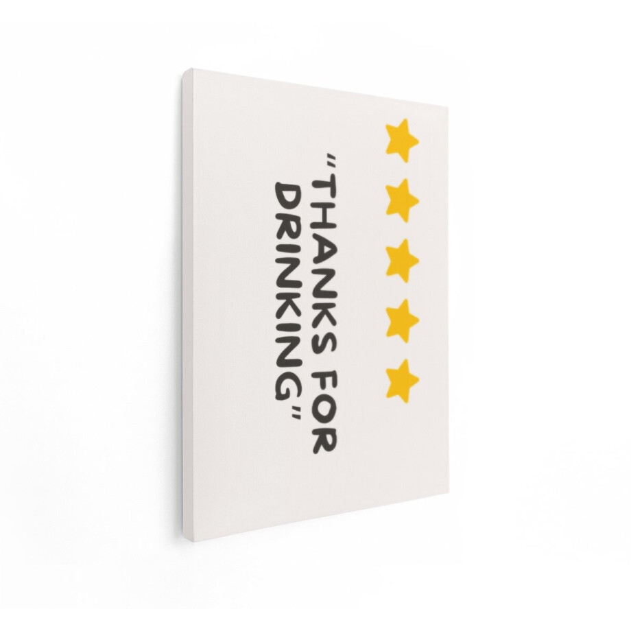 Artaza Canvas Schilderij Bedankt voor het Drinken - een Humoristische Tekst met Sterren - 30x40 cm - Klein - Wanddecoratie Woonkamer - Schilderijen - Muurdecoratie afbeelding 1
