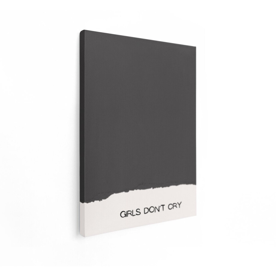 Artaza Canvas Schilderij Girls Don't Cry - 60x80 cm - Wanddecoratie Tekst - Muurdecoratie Zwart Wit - Decoratie Minimalistisch Quote afbeelding 1