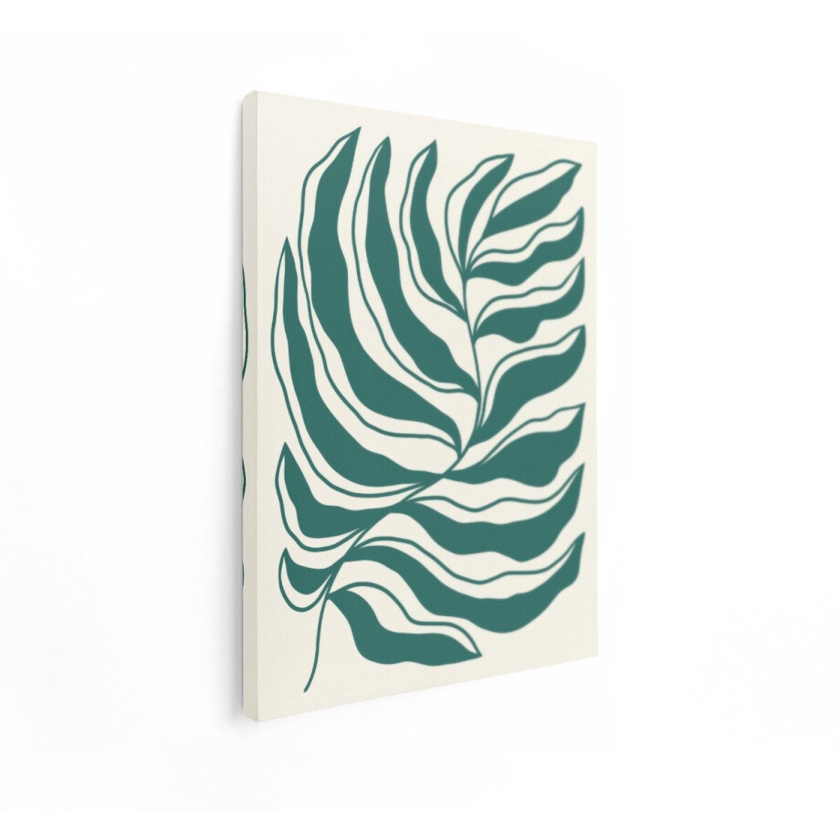 Artaza Canvas Schilderij Abstracte Plant - 90x120 cm - Wanddecoratie Boho - Muurdecoratie Groen - Decoratie Bladeren - Groen afbeelding 1
