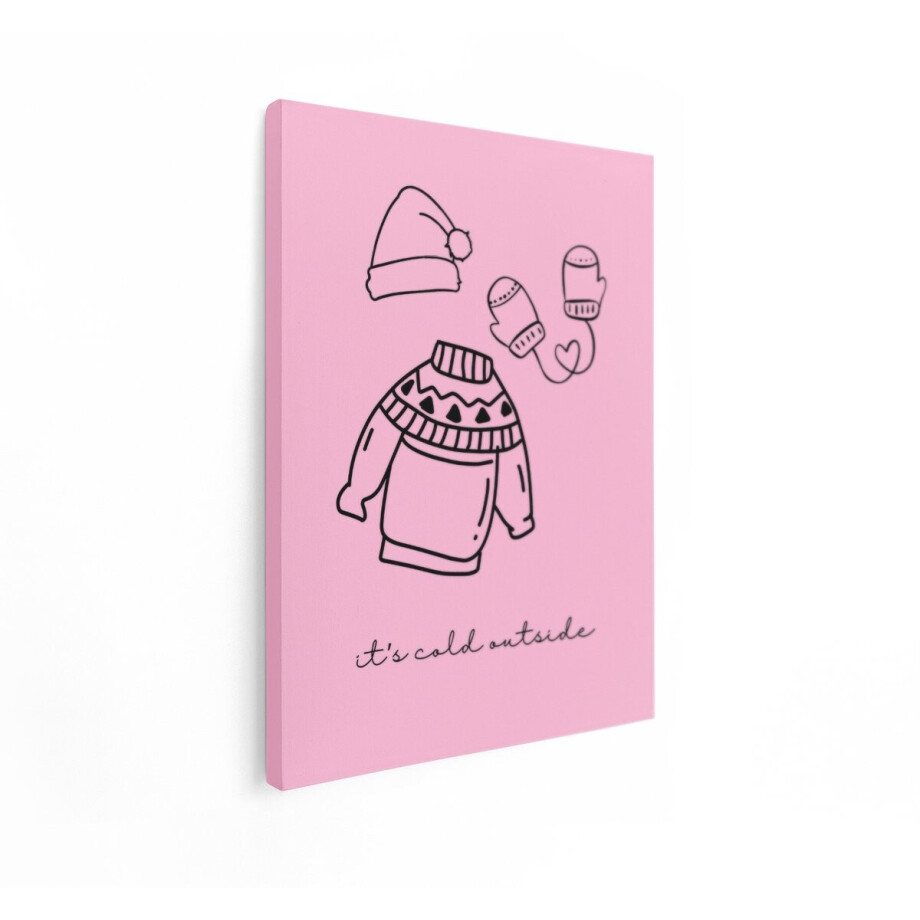 Artaza Canvas Schilderij Line Art Trui - 30x40 cm - Wanddecoratie Babykamer - Muurdecoratie Roze - Schilderijen Met Tekst afbeelding 1