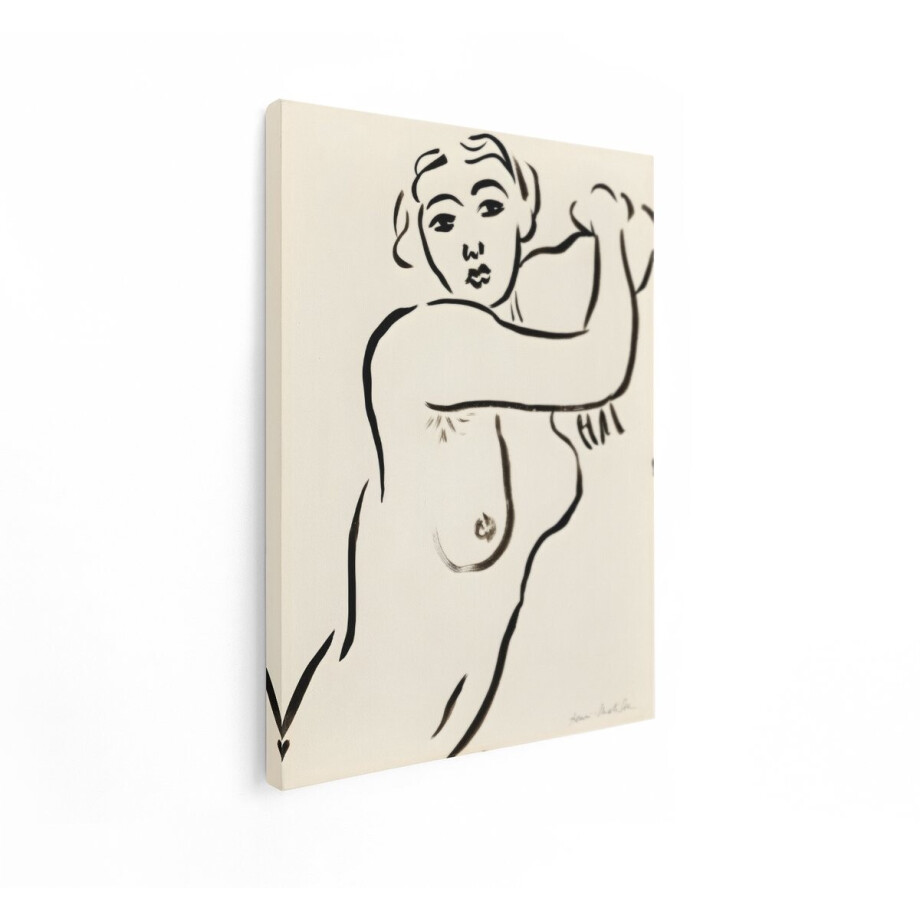 Artaza Canvas Schilderij Vrouw Henri Matisse - 60x80 cm - Wanddecoratie Line Art - Muurdecoratie Zwart Wit - Decoratie Modern Schilderij afbeelding 1