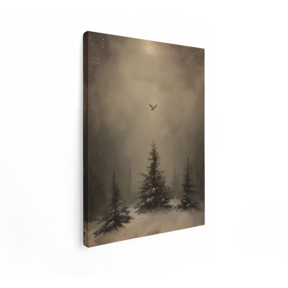 Artaza Canvas Schilderij Winterlandschap - 60x80 cm - Wanddecoratie Bos - Muurdecoratie Vogel - Decoratie Besneeuwde Dennenbomen Natuur Artaza Canvas Schilderij Winterlandschap - 60x80 cm - Wanddecoratie Bos - Muurdecoratie Vogel - Decoratie Besneeuwde Dennenbomen Natuur afbeelding 1