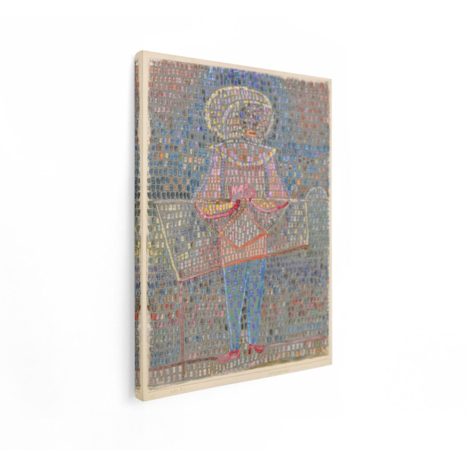 Artaza Canvas Schilderij Abstracte Figuur met Kleurrijke Kleding en Mozaïek Achtergrond - 30x40 cm - Klein - Wanddecoratie Woonkamer - Schilderijen - Muurdecoratie afbeelding 1